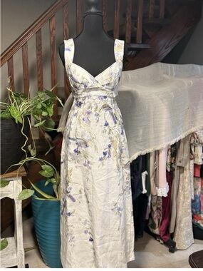 Zimmermann Cream Maxi Dress with Lavender Floral Print